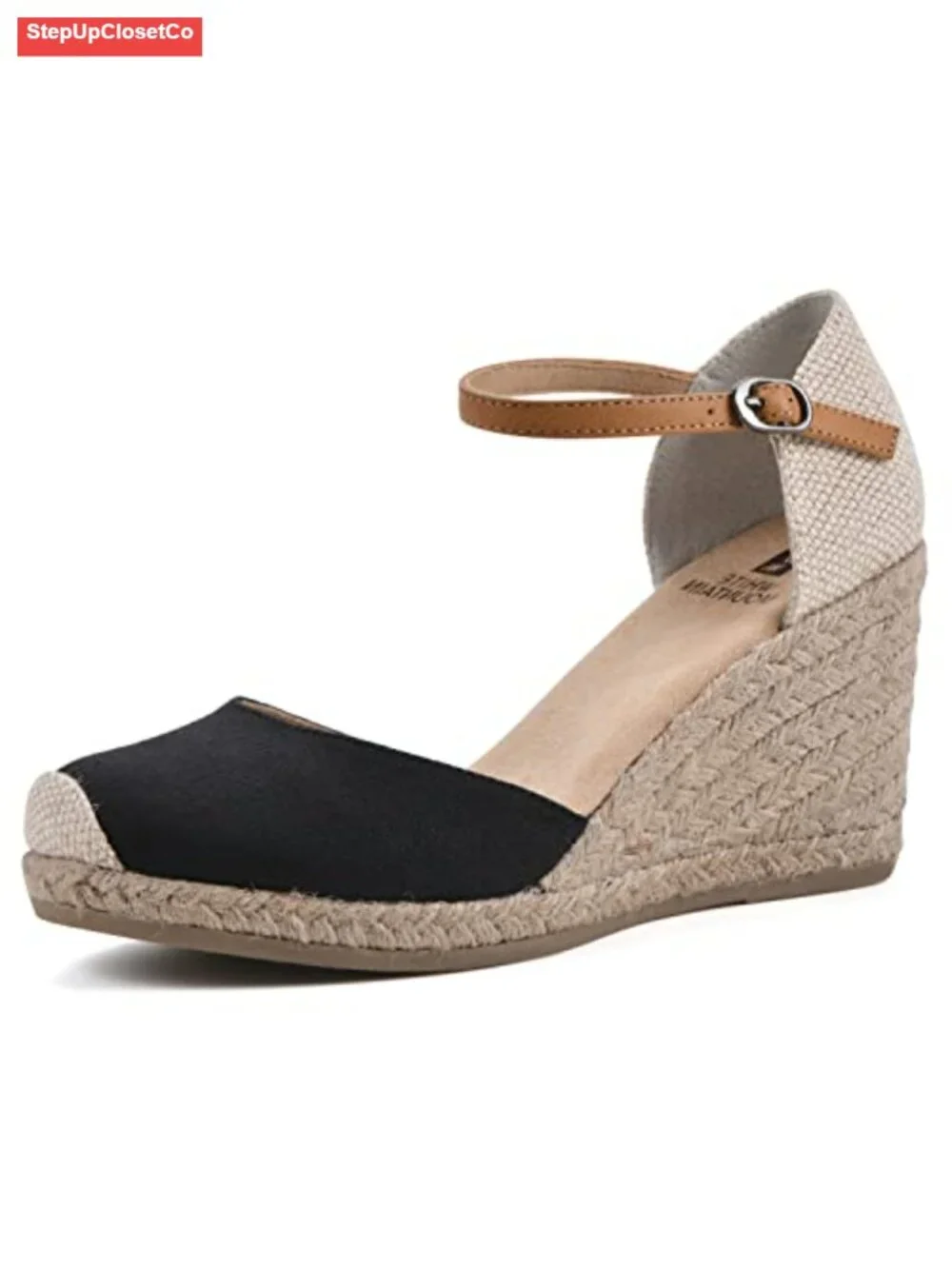 Espadrille Wedge Sandal with Cushioned Insole and Adjustable Buckle